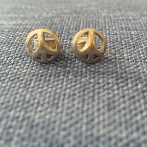 Lucky Brand Silver Peace Sign Studs